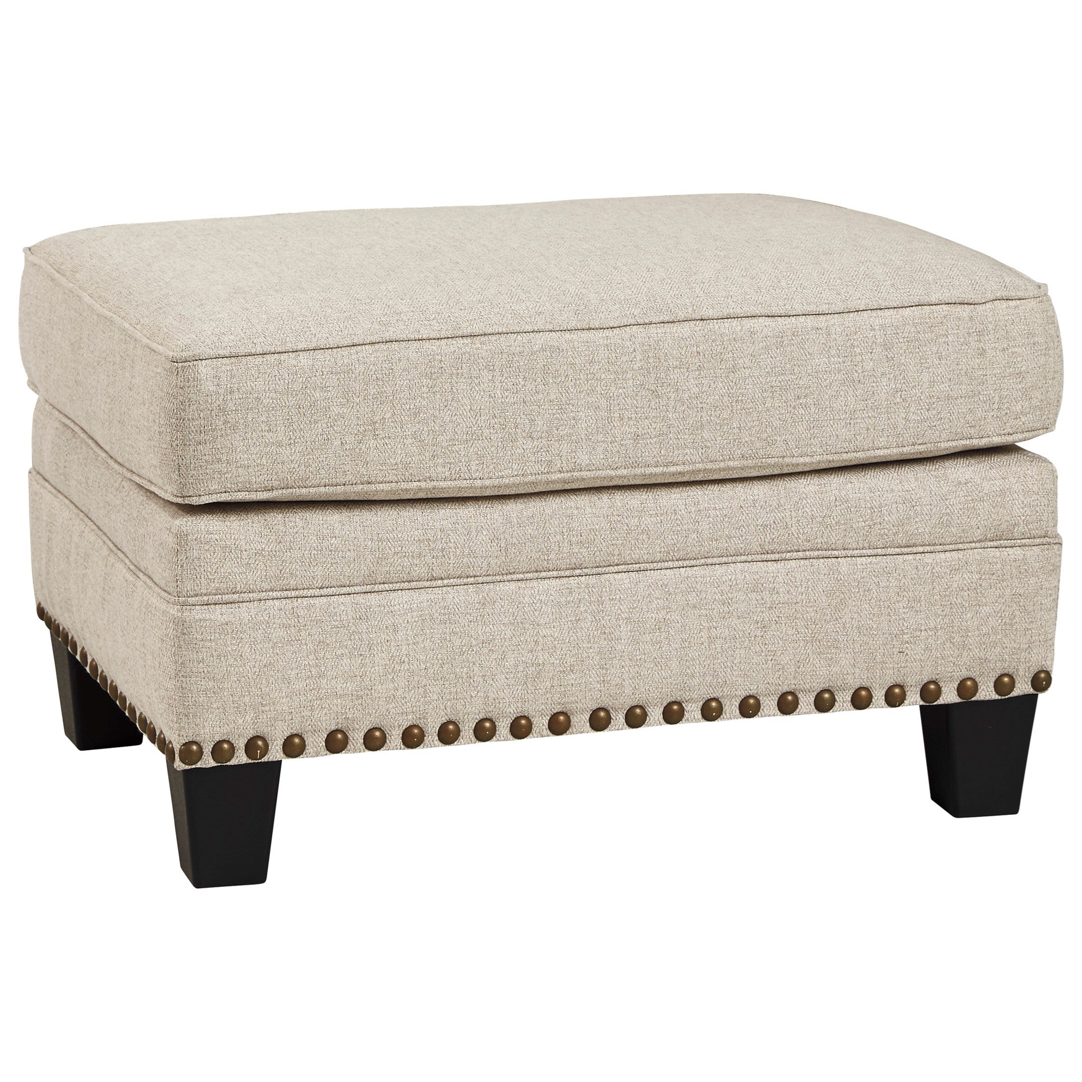 Benchcraft Claredon Transitional Ottoman with Nailhead Trim
